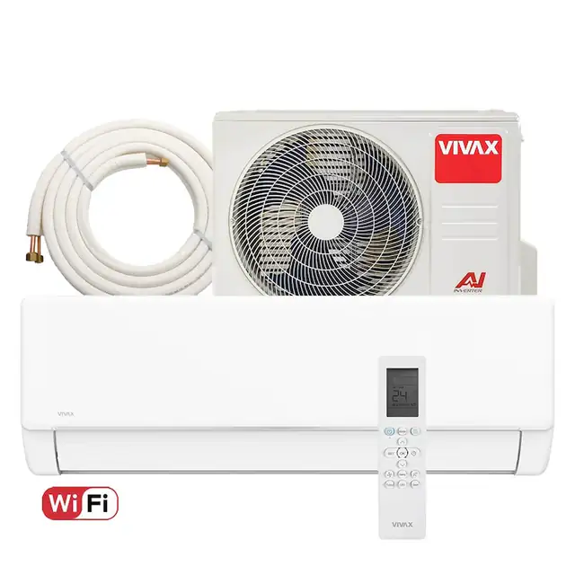 Aer conditionat Vivax ACP-24CH70AEQI Q-Design, Kit de instalare inclus, R32, Inverter, 24000 BTU/h, Clasa A++, ecran LCD, Pornire silentioasa, Sleep mode, Turbo mode, Timer, Protectie Anti-Inghet, Autocuratare