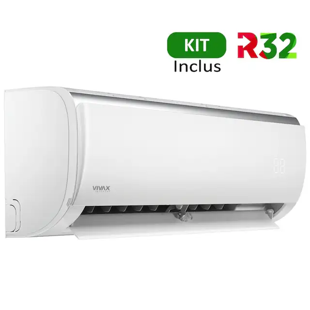 Aer conditionat Vivax ACP-12CH35AEQI Q-Design R32, Kit de instalare inclus, Inverter, 12000 BTU/h, Clasa A++, ecran LCD, Pornire silentioasa, Sleep mode, Turbo mode, Timer, Protectie Anti-Inghet, Autocuratare