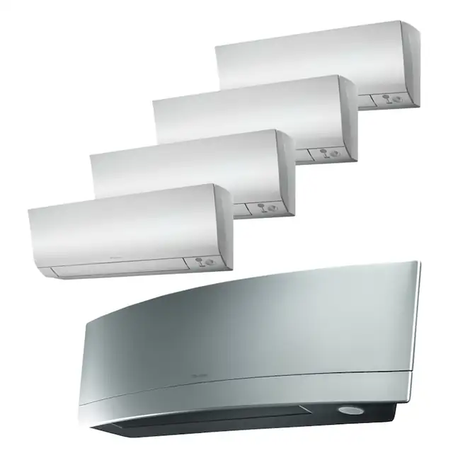 Sistem aer conditionat Daikin pentru 5 incaperi, multisplit, capacitate 9,00 kW, 18000 btu Emura Silver + 2x7000 btu + 2x9000 btu Perfera, Refrigerant R32, clasa A+++/A++, Bluevolution Inverter + ansamblu asimetric de amortizoare VibraZerro RX60XL