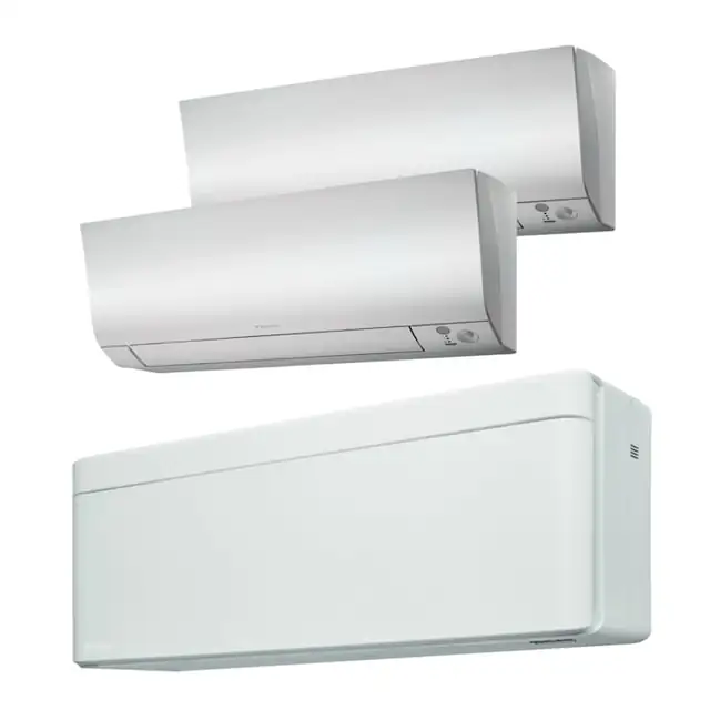 Sistem aer conditionat Daikin pentru 3 incaperi, multisplit, capacitate 5,20 kW, 12000 btu Stylish White + 2x9000 btu Perfera, Refrigerant R32, clasa A+++/A++, Bluevolution Inverter + ansamblu asimetric de amortizoare VibraZerro RX60XL