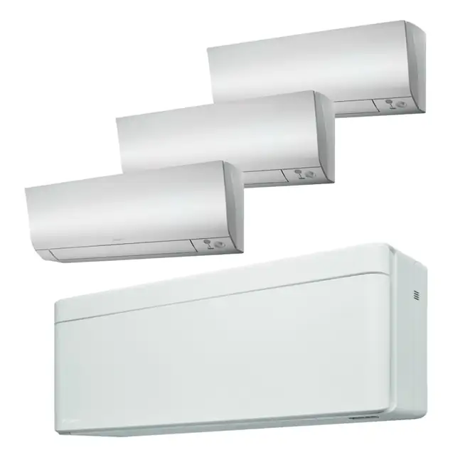 Sistem aer conditionat Daikin pentru 4 incaperi, multisplit, capacitate 6,80 kW, 12000 btu Stylish White + 3x7000 btu Perfera, Refrigerant R32, clasa A+++/A++, Bluevolution Inverter + ansamblu asimetric de amortizoare VibraZerro RX60XL