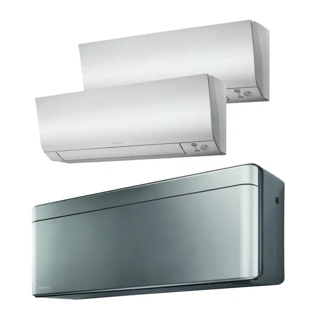 Sistem aer conditionat Daikin pentru 3 incaperi, multisplit, capacitate 4,00 kW, 12000 btu Stylish Silver + 2x7000 btu Perfera, Refrigerant R32, clasa A+++/A++, Bluevolution Inverter + ansamblu asimetric de amortizoare VibraZerro RX60XL