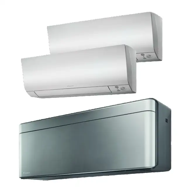 Sistem aer conditionat Daikin pentru 3 incaperi, multisplit, capacitate 5,20 kW, 18000 btu Stylish Silver + 2x9000 btu Perfera, Refrigerant R32, clasa A+++/A++, Bluevolution Inverter + ansamblu asimetric de amortizoare VibraZerro RX60XL