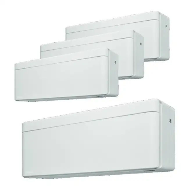 Sistem aer conditionat Daikin pentru 4 incaperi, multisplit, capacitate 8,00 kW, 3x9000 + 18000 btu Stylish White, Refrigerant R32, clasa A+++/A++, Bluevolution Inverter + ansamblu asimetric de amortizoare VibraZerro RX60XL