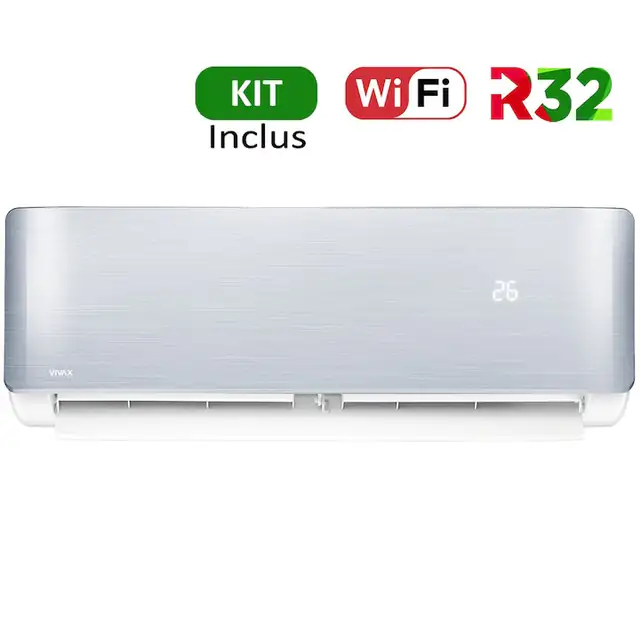 Aer conditionat Vivax ACP-09CH25AERI SILVER R-Design Wi-Fi, R32, Kit de instalare inclus, Inverter, 9000 BTU/h, Clasa A++, Ionizator, I feel, Autodiagnoza, Autocuratare, Autodetectie scurgeri freon, filtru Bio, filtru Anti-Praf, ECO-Mode