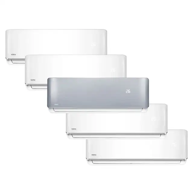 Aer conditionat Multisplit Vivax R-Design ACP-42COFM123AERI / 4x ACP-09CH25AERI + ACP-12CH35AERI SILVER, R32, Inverter, Clasa A++, I Feel, Auto Restart, Autodiagnoza, Autocuratare, Sleep Mode, 24 timer