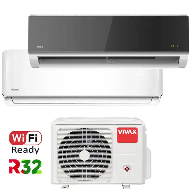 Aer conditionat Multisplit Vivax R-Design ACP-18COFM50AERI / ACP-09CH25AERI + ACP-12CH35AERI SILVER MIRROR, R32, Inverter, Clasa A++, I Feel, Auto Restart, Autodiagnoza, Autocuratare, Sleep Mode, 24 timer