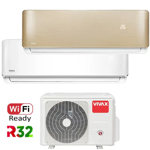 Aer conditionat Multisplit Vivax R-Design ACP-18COFM50AERI / ACP-09CH25AERI + ACP-12CH35AERI GOLD, R32, Inverter, Clasa A++, I Feel, Auto Restart, Autodiagnoza, Autocuratare, Sleep Mode, 24 timer