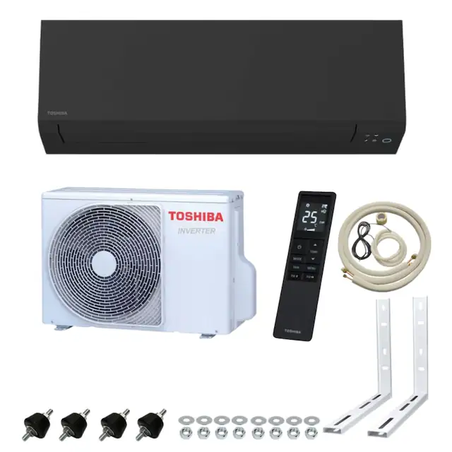 Pachet aer conditionat Toshiba Edge Black Inverter - 18000 Btu + kit complet de montaj Eastshop
