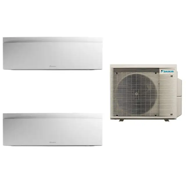 Aparat de aer conditionat multisplit Daikin Bluevolution cu doua unitati interne Emura White 7000 si 12000 BTU, Flash Streamer, filtru de argint, programator saptamanal, Heat Boost, Flux de aer 3D, Senzor termic, Control WiFi