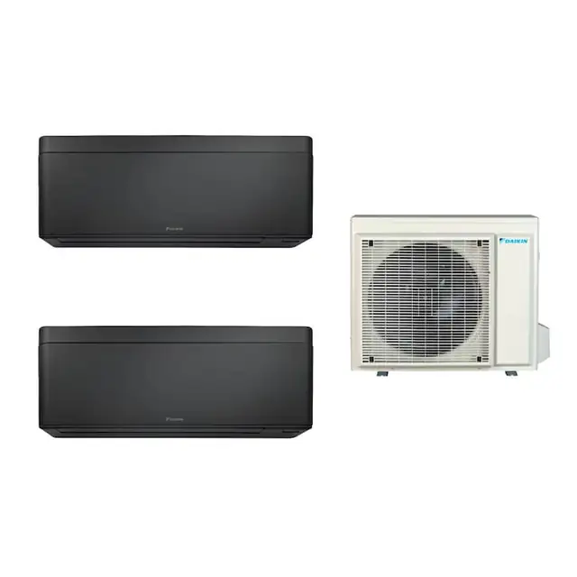 Aparat de aer conditionat multisplit Daikin Bluevolution cu doua unitati interne Stylish 7000 BTU Black, Filtru de argint, Flash Streamer, Filtru fotocatalitic, Efectul Coanda, Senzor Grid Eye, Control WiFi, Programator 24 de ore, Flux de Aer 3D