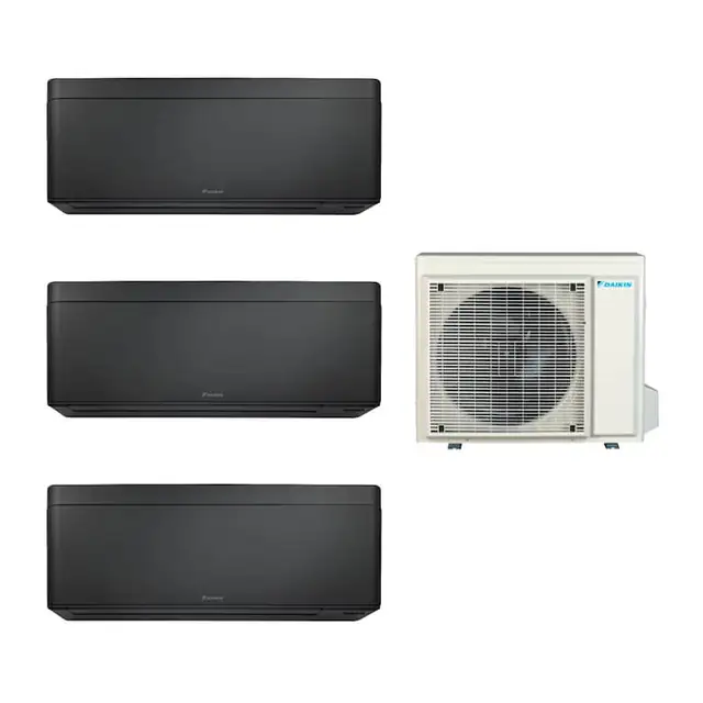 Aparat de aer conditionat multisplit Daikin Bluevolution cu doua unitati interne Stylish 7000 si una de 12000 BTU Black, Filtru de argint, Flash Streamer, Filtru fotocatalitic, Efectul Coanda, Senzor Grid Eye, Control WiFi, Programator 24 ore, Flux Aer 3D