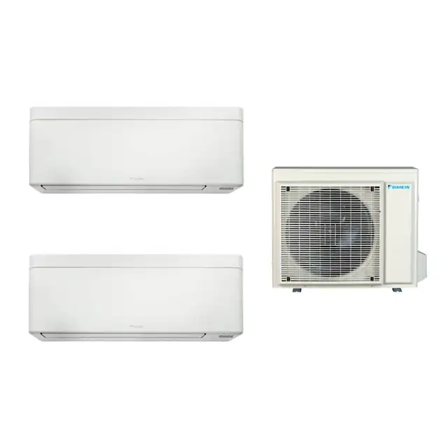 Aparat de aer conditionat multisplit Daikin Bluevolution cu doua unitati interne Stylish 7000 BTU White, Filtru de argint, Flash Streamer, Filtru fotocatalitic, Efectul Coanda, Senzor Grid Eye, Control WiFi, Programator 24 de ore, Flux de Aer 3D