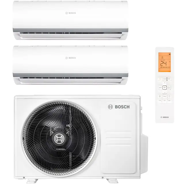 Aparat de aer conditionat multi-split Bosch Seria 2000, 9000 + 12000 BTU, unitate externa 21000 BTU, Clasa A++/A+
