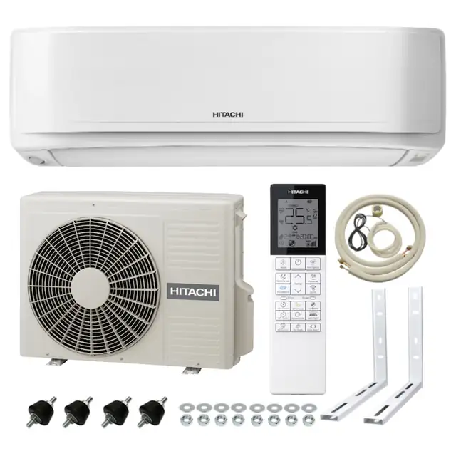 Pachet aer conditionat Hitachi AIRHOME 600 - RAK-VJ35PHAE/RAC-VJ35PHAE - 12000btu- Inverter, WIFI inclus + kit complet de montaj EastShop