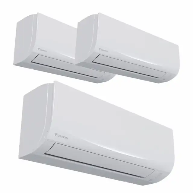 Sistem aer conditionat Daikin pentru 3 incaperi, multisplit, capacitate 5, 20 kW, unitati interioare 7+7+12000 btu, model Sensira, Refrigerant R32, clasa A++/A+, WiFi inclus, Inverter cu dispozitiv de fixare VibraZerro pentru unitatea exterioara