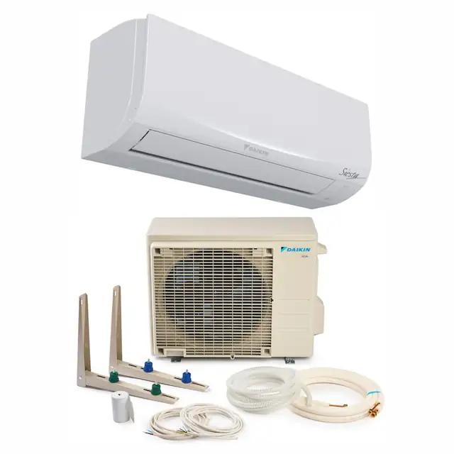 Aparat de aer conditionat Daikin Siesta Bluevolution Inverter 9.000 BTU, model ATXF25E+ARXF25E, clasa energerica A++/A+, WiFi inclus, cu KIT de instalare InstaPlus K714IP3 si dispozitiv de fixare VibraZerro pentru unitatea exterioara KX30N