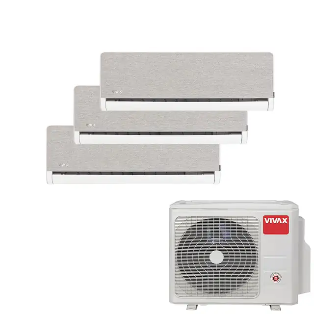 Aer Conditionat MULTISPLIT VIVAX ACP-27COFM79AERI / 2x ACP-09CH25AEHI Silver + ACP-12CH35AEHI Silver, Inverter, Ionizator, Follow Me, Flux de aer 3D, Wi-Fi Ready
