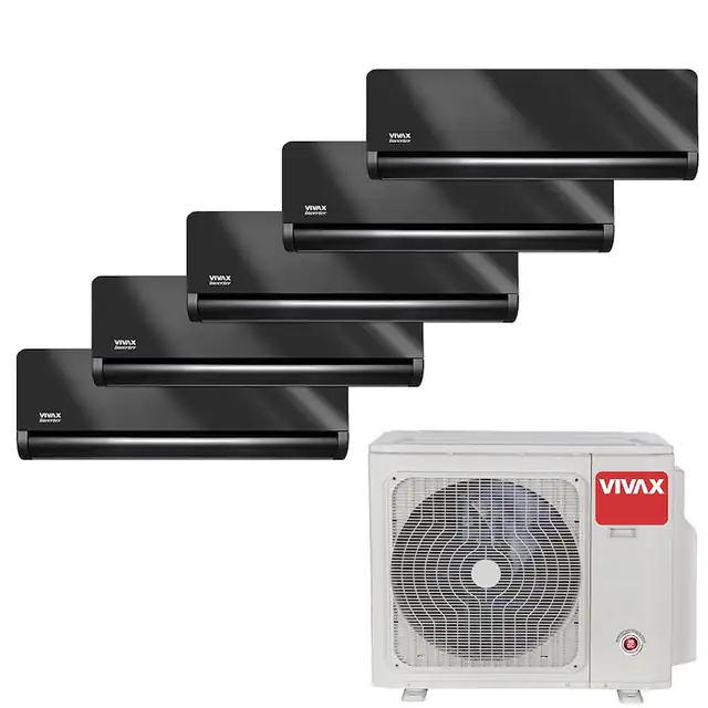 Aer Conditionat MULTISPLIT VIVAX ACP-42COFM123AERI / 4x ACP-09CH25AEHI Gray Mirror + ACP-12CH35AEHI Gray Mirror, Inverter, Ionizator, Follow Me, Flux de aer 3D, Wi-Fi Ready