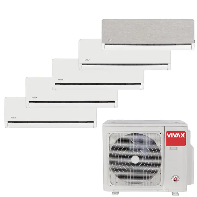 Aer Conditionat MULTISPLIT VIVAX ACP-42COFM123AERI / 4x ACP-09CH25AEHI Alb + ACP-12CH35AEHI Silver, Inverter, Ionizator, Follow Me, Flux de aer 3D, Wi-Fi Ready