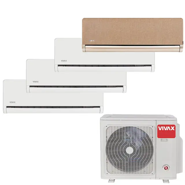 Aer Conditionat MULTISPLIT VIVAX ACP-36COFM105AERI / 3x ACP-09CH25AEHI Alb + ACP-12CH35AEHI Gold, Inverter, Ionizator, Follow Me, Flux de aer 3D, Wi-Fi Ready