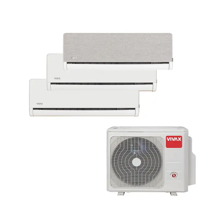 Aer Conditionat MULTISPLIT VIVAX ACP-27COFM79AERI / 2x ACP-09CH25AEHI Alb + ACP-12CH35AEHI Silver, Inverter, Ionizator, Follow Me, Flux de aer 3D, Wi-Fi Ready