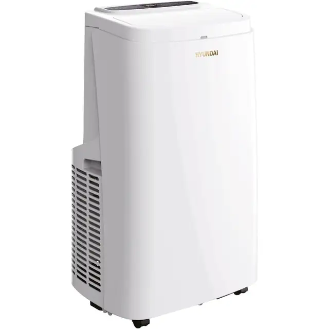 Aer conditionat portabil, Hyundai, 12000 BTU - Clasa A - Sistem de auto-evaporare + Kit de evacuare, afisaj led, telecomanda, silentios ≤65 dB, temporizator 24 de ore, alb