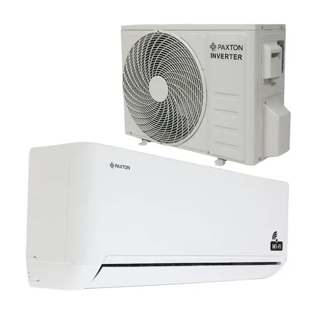 Aparat aer conditionat Paxton, dezumidificare, functie de memorie, functie ionizare, mod auto, mod turbo, afisaj LED, functie incalzire, functie health, 12000 BTU, A+++/A++, inverter, alb