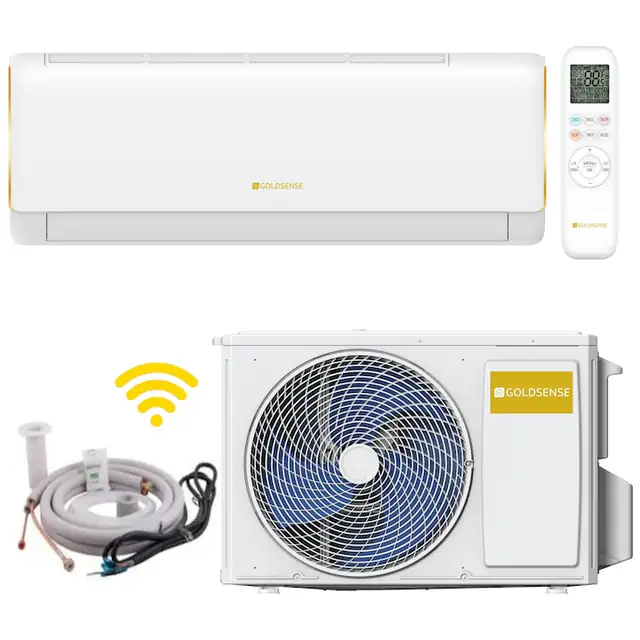 Aparat aer conditionat Goldsense NEW ELITE 2025, 12000 BTU/h, KIT MONTAJ INCLUS, WiFi inclus, filtru carbon, auto curatare, grup control, I Feel, interval temperatura de functionare: - 25 +48