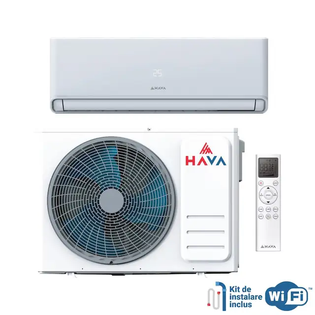 Aparat Aer Conditionat HAVA Smart Plus Series 12000 BTU, Inverter, Wi-Fi, Clasa A+++, Model HMI-12SP + HME-12SP, cu KIT Instalare