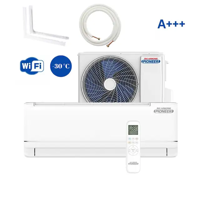 Aer Conditionat Big Armonie PIONEER Wi-Fi, R32, Kit de instalare inclus, Inverter, 12.000 BTU/h, clasa A+++, I Feel, Autodiagnoza, Autocuratare, AutoRestart, Turbo, Filtru Antibacterian, CarbonActiv, PM2.5, afisaj LED