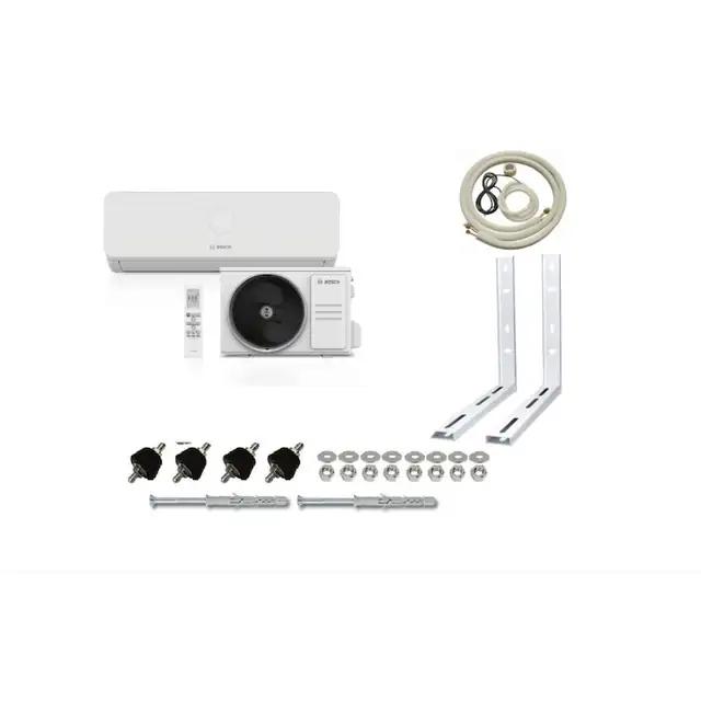 Aparat de aer conditionat Bosch Climate 3200i, 12000 BTU, A++/A+, functie Wind avoid me, functie Follow-me, Wi-Fi Ready, alb, kit complet montaj Sun Power Clima
