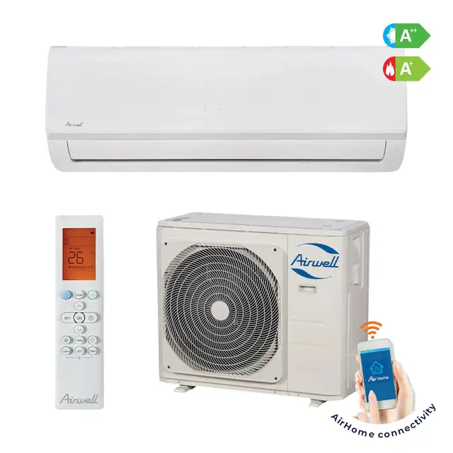 Aer Conditionat Airwell, Aura HDLA35, Smart Inverter 12000 BTU, A++/A+, Functie Incalzire, Wi-Fi, Night Mode, I Feel, Alb