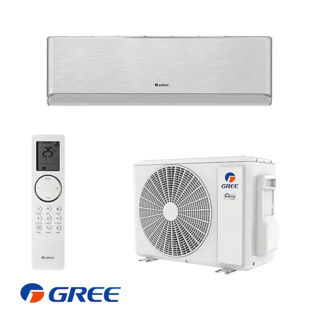 Aparat de aer conditionat inverter Gree Airy GWH09AVCXB-K6DNA1B, 9000 BTU, 19 m², A+++, A++, Wi-Fi, R-32, Argintiu