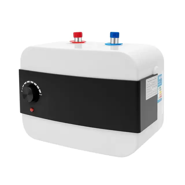 Boiler electric, design compact, apa calda instant, alb/negru, capacitate 6 litri, 1500W