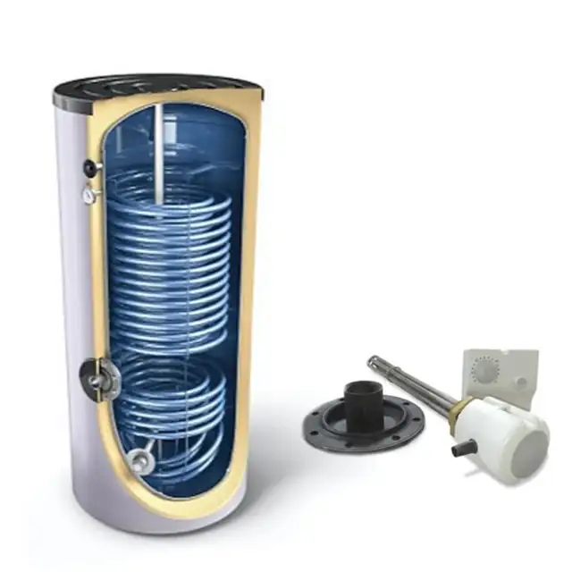 Pachet boiler indirect cu doua serpentine marite Tesy EV 2x5 2x12 S2 300 65 HP 300 litri si rezistenta electrica cu termostat Tesy 4.5 kW