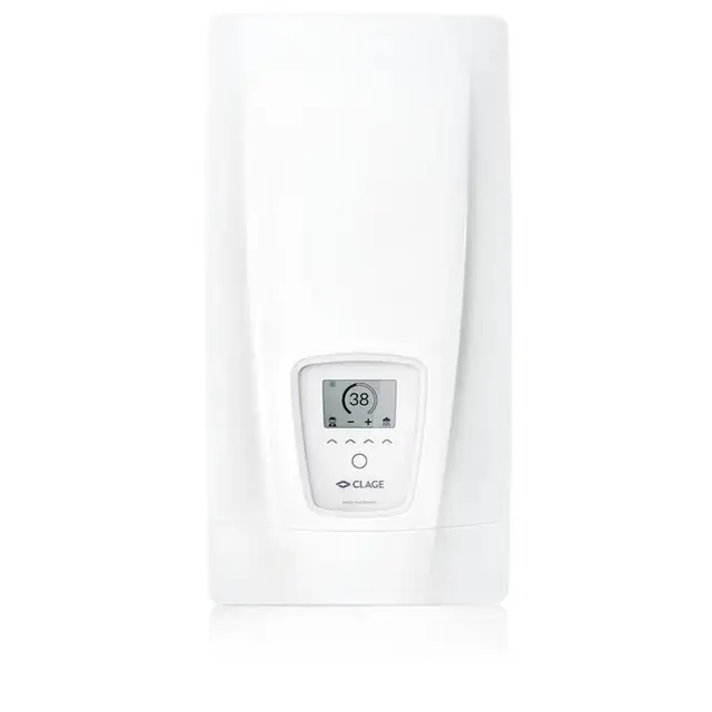 Incalzitor de apa electric Clage DEX 12 Next, boiler instant, 12 kW, afisaj digital cu termostat electronic, montaj pe perete, alb