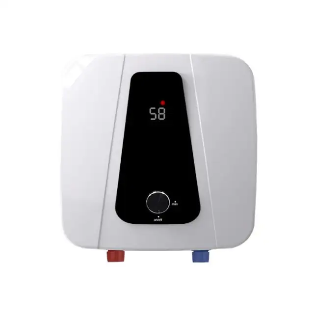 Incalzitor de apa electric (boiler) Hydroland Florida, conectare inferioara, afisaj LED si termostat reglabil 25-75°C, alb, 15 L