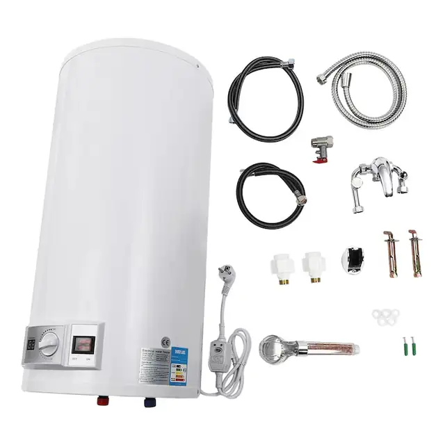 Boiler apa calda 80 l, Electric cu acumulare, 2000 W, Termometru, Eficient energetic, Otel inoxidabil, Alb