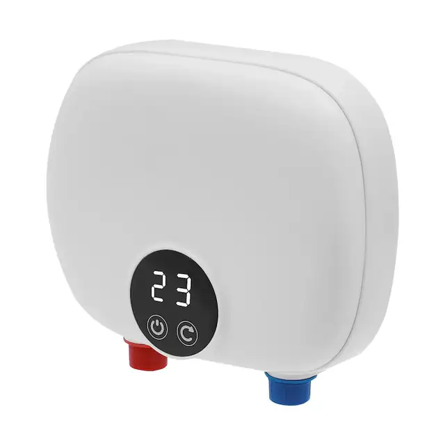 Incalzitor de apa electric instant, Boiler instant, 5500 W, Ecran LED si control tactil, Montaj pe perete, IPX4, 220–240 V, Temperatura 30–55 °C, Alb