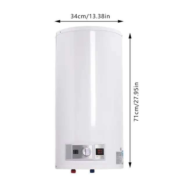 Boiler electric pentru apa calda, 2000 W, 50 l, afisaj digital LED, reglaj 25–75 °C, protectie la functionare in gol, montaj vertical pe perete, Alb
