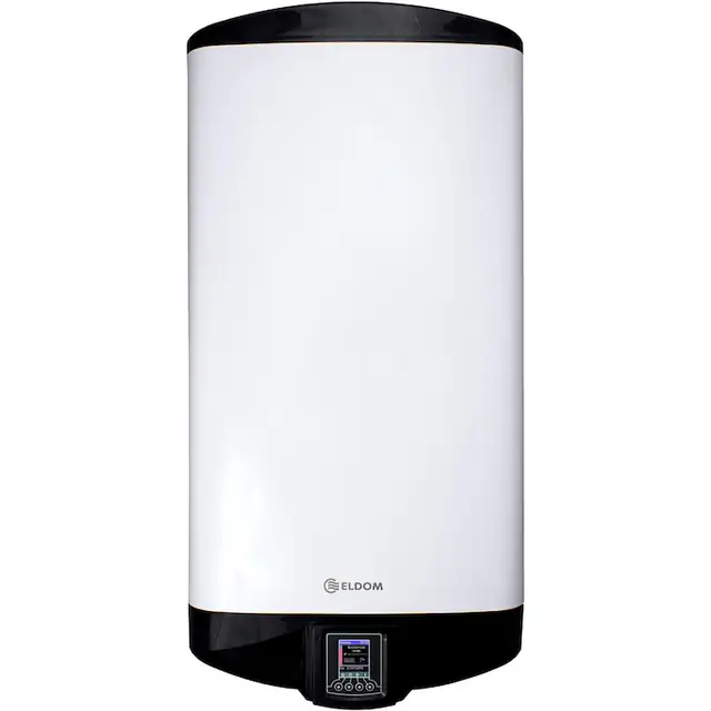 Boiler electric Eldom Galant, model plat, montaj universal, 3.3 kW, 65 litri, clasa B, display TFT Color, control Wi-Fi