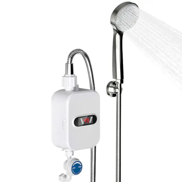 Mini Boiler Electric Cu Incalzire Apa Instant EDAR, Cu Alimentare La Priza, Pentru Autorulota, Baie, Casa, Comutator Reglare Temperatura Apa, Display Digital, 3500W, Model RX-021, Alb