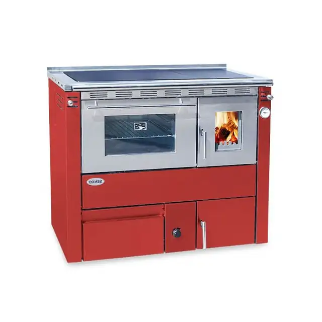 Soba centrala cu plita si cuptor CEZARA 25, 25kw, rosie, ev.stanga