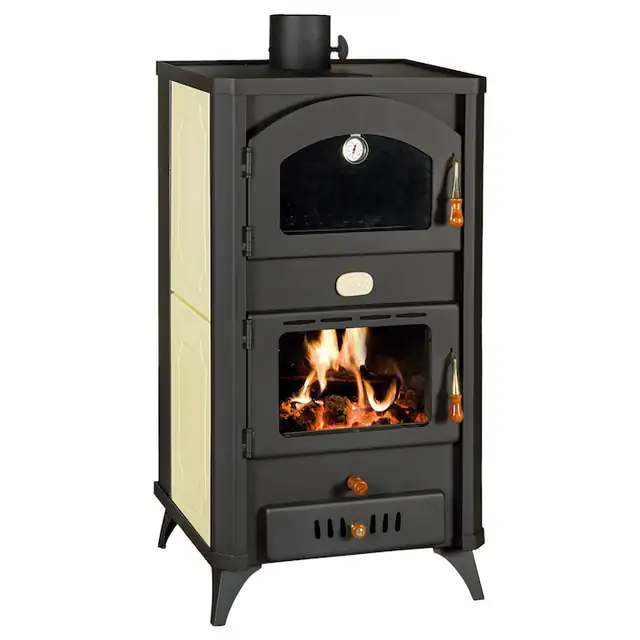 Termosemineu lemne (incalzire calorifere) PRITY FGW18R 18+5 kW, 7 kg/h, clasa A, cuptor cu geam, pe picioare