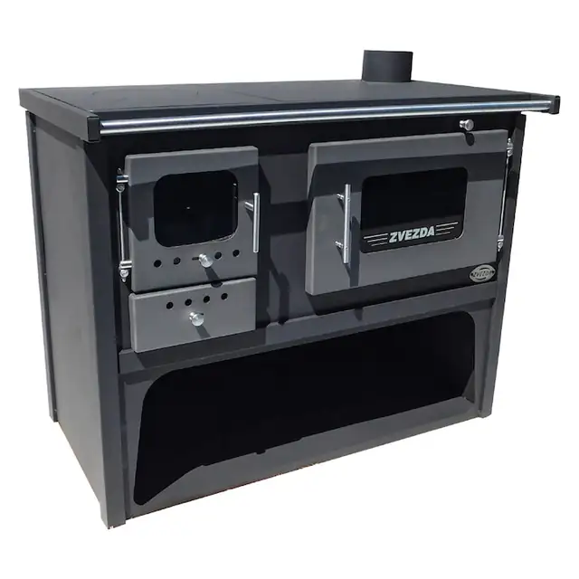 Soba de gatit neagra cu incalzire centrala Zvezda Classic VR 10 880 x 1020 x 580 mm