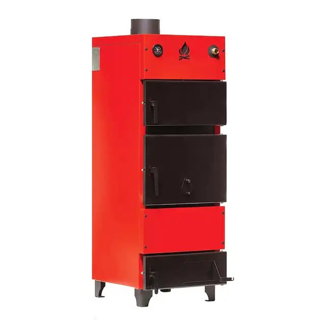 Cazan cu combustibil solid Eco 47 KW, putere nominala cu carbune 52 KW, focar din otel de 5mm, 1470x580x660 mm, capacitate apa 88l, temperatura maxima agent termic 90 grd, regulator de tiraj, dimensiuni focar 520x500x480 mm