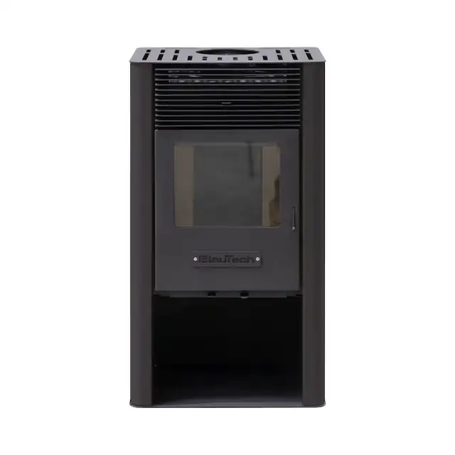 Semineu pe lemne 6 kW cu geam termoizolanta log negru MSKA6-FBL BlauTech