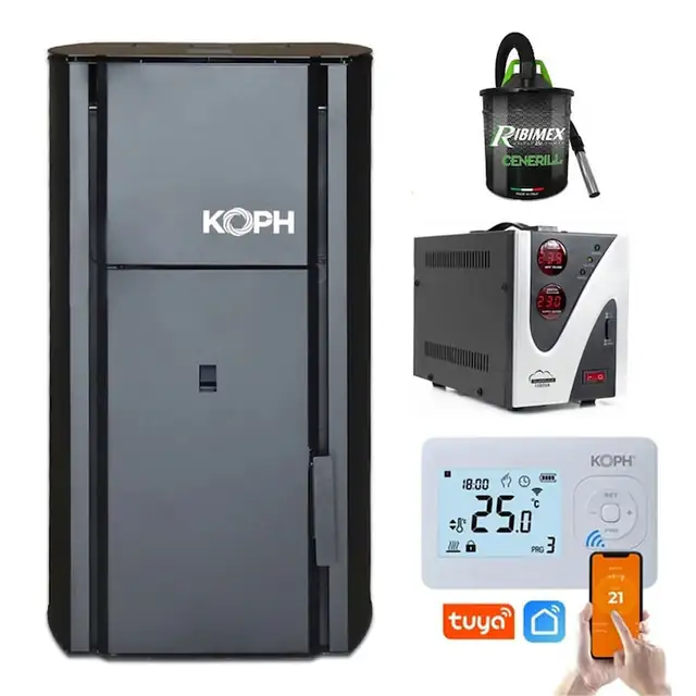 Set Pachet Smart Control - Centrala cu peleti KOPH PM 30 kW, 200 mp, Termostat inteligent KOPH I302 WiFi, Aspirator cenusa 1000W, Stabilizator tensiune