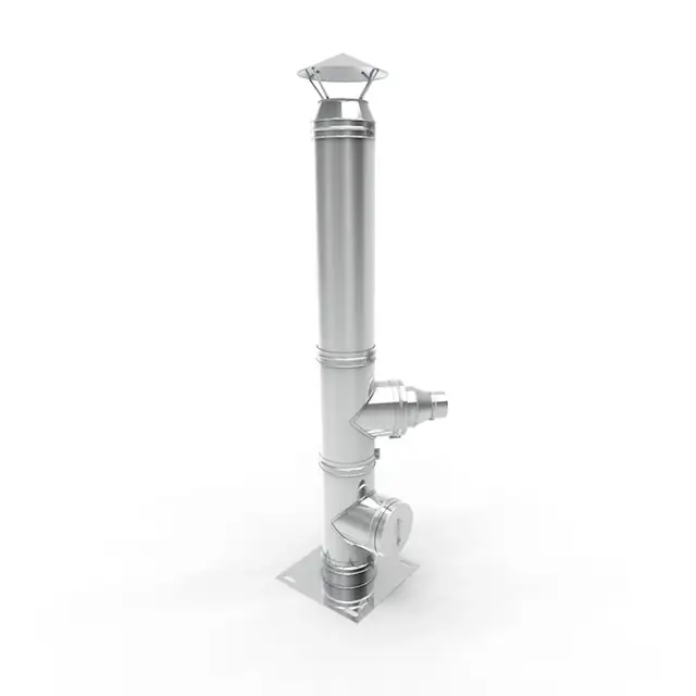 Cos de fum inox, Fornello dublu perete inox-inox, izolatie din vata bazaltica 40 mm, inaltime 10 metri, diametru interior 200 mm, pentru centrale pe lemn, carbune si peleti, complet pentru montaj